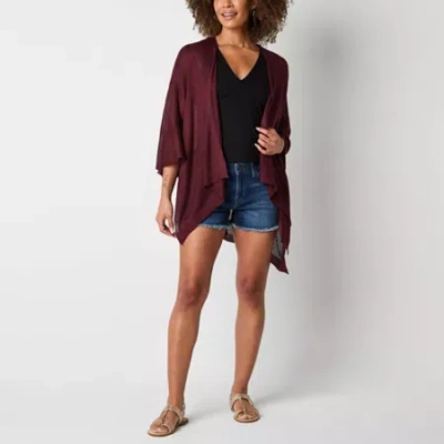 Ana Open Knit Wrap In Red