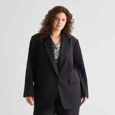 Ana Oversized Womens Plus Relaxed Fit Blazer In Black