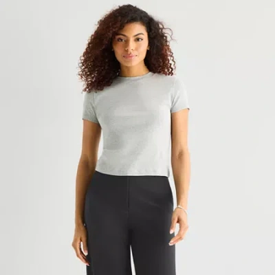 Ana Perfect Tee Womens Crew Neck Short Sleeve T-shirt In Gray