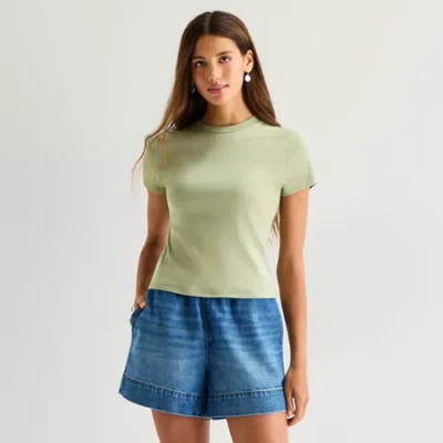 Ana Perfect Tee Womens Crew Neck Short Sleeve T-shirt In Green