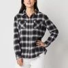 Ana Plaid Womens Long Sleeve Blouse In Black