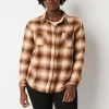 Ana Plaid Womens Long Sleeve Blouse In Brown