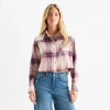 Ana Plaid Womens Long Sleeve Regular Fit Button-down Shirt In Pink