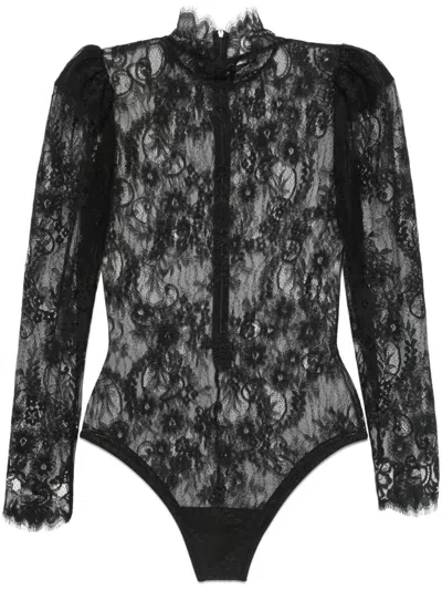 Ana Radu Chantilly Lace Bodysuit In Black