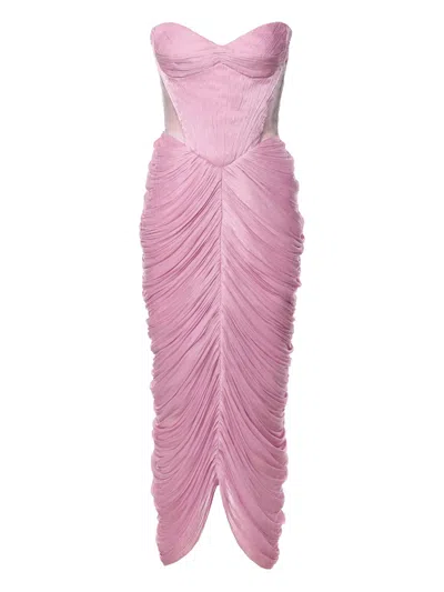 Ana Radu Corset Draped Dress In Pink