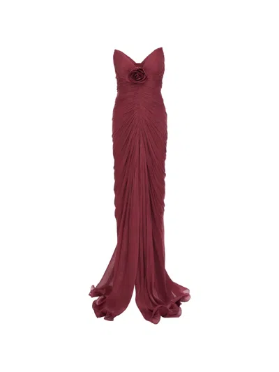Ana Radu Crimson Rose Dress In Burgundy