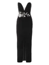 Ana Radu Embellished Velvet Midi Dress In Black
