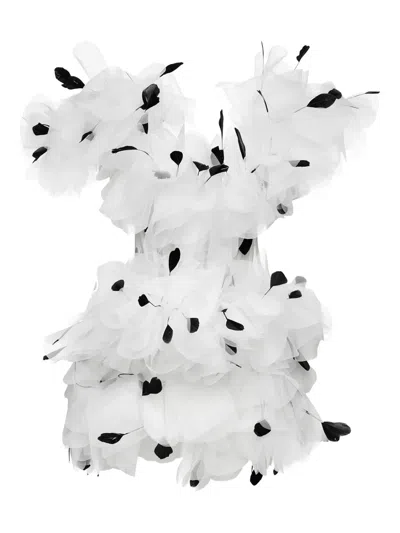 Ana Radu Feather-embellished Ruffled Dress In White