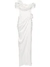 Ana Radu Satin Off-shoulder Gown In Neutrals