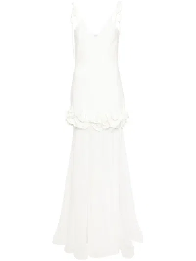 Ana Radu Floral-appliqué Dress In White