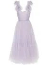 Ana Radu Floral-appliqué Gown In Violett