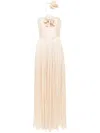 Ana Radu Floral-appliqué Halterneck Gown In Neutrals