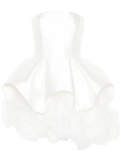 Ana Radu Floral-appliqué Mini Dress In White