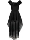 Ana Radu Floral-appliqué Organza Layered Dress In Black