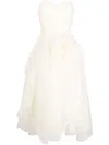 Ana Radu Floral-appliqué Organza Midi Dress In White
