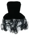 Ana Radu Floral-appliqué Strapless Minidress In Black