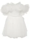 Ana Radu Floral-appliqué Tulle Mini Dress In 白色