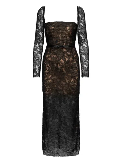 Ana Radu Floral-lace Long-sleeve Dress
