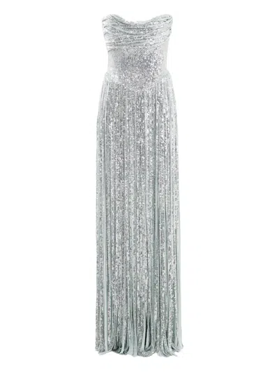 Ana Radu Fringed-detail Maxi Dress In Gray