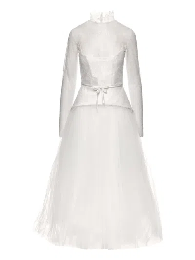 Ana Radu Lace-bodice Tulle-skirt Dress In White