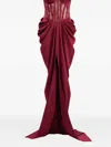 Ana Radu Lace-detailed Corset-style Maxi Dress In Burgundy