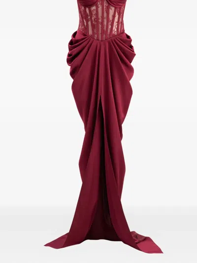 Ana Radu Lace-detailed Corset-style Maxi Dress In Burgundy
