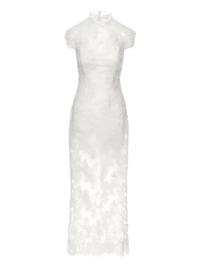 Ana Radu Lace High-neck Dress In White
