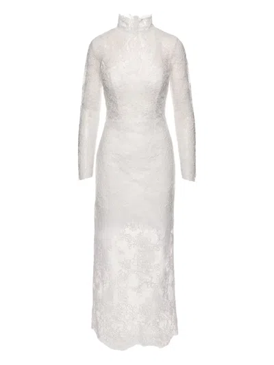 Ana Radu Lace Long-sleeve Dress In White