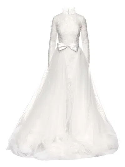 Ana Radu Lace Long-sleeve Gown In White