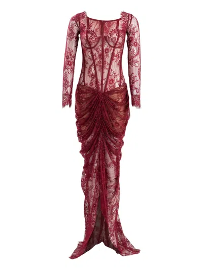 Ana Radu Lace-detailed Maxi Dress In Red