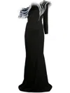 Ana Radu Layered-detail Asymmetric Gown In Black