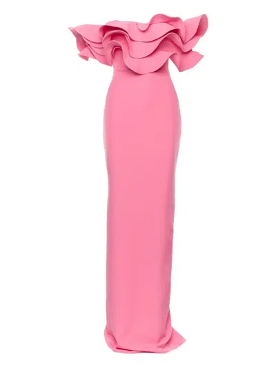 Ana Radu Layered Ruffle Maxi Dress In Pink
