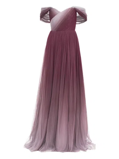 Ana Radu Off-shoulder Gradient Dress In Burgundy