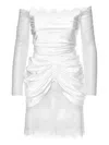 Ana Radu Off-shoulder Lace-embellished Minidress In White