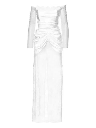 Ana Radu Off-shoulder Lace Gown In White