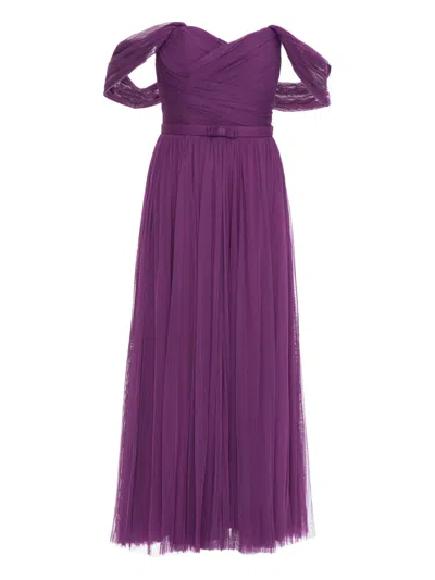 Ana Radu Off-shoulder Midi Dress In Purple