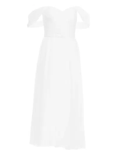 Ana Radu Off-shoulder Midi Dress In White