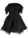 Ana Radu Ruffled Organza Minidress In Black