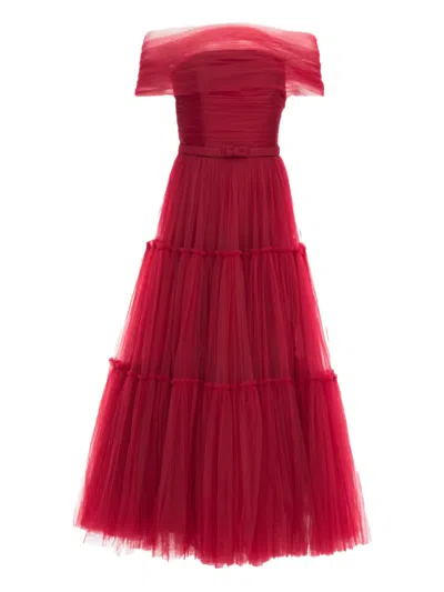 Ana Radu Off-shoulder Tulle Dress In Red