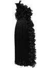 Ana Radu One-shoulder Plissé Gown In Black