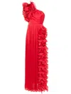 Ana Radu One-shoulder Plissé Gown In Red