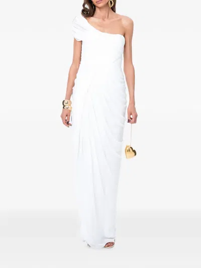 Ana Radu One-shoulder Draped Maxi Dress In White