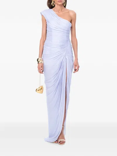 Ana Radu One-shoulder Ruched Maxi Dress In Blue