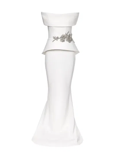 Ana Radu Peplum-waist Gown In White