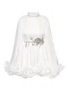 Ana Radu Pleated-cape Mini Dress In White