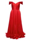 Ana Radu Pleated Off-shoulder Gown