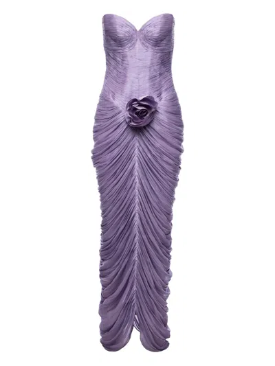 Ana Radu Rose-embellishment Maxi Dress In Purple
