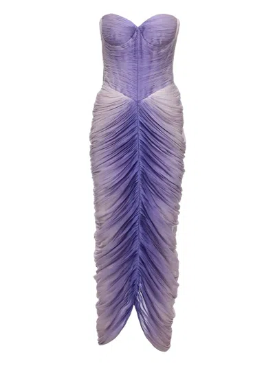 Ana Radu Ruched Corset Midi Dress In Purple
