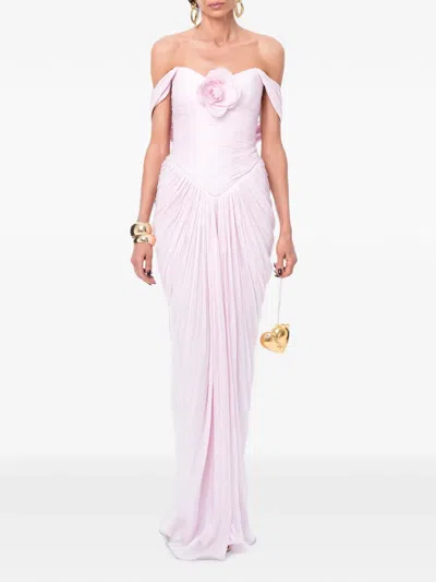 Ana Radu Ruched Floral-detail Maxi Dress In Pink