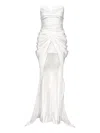 Ana Radu Ruched Satin Gown In White